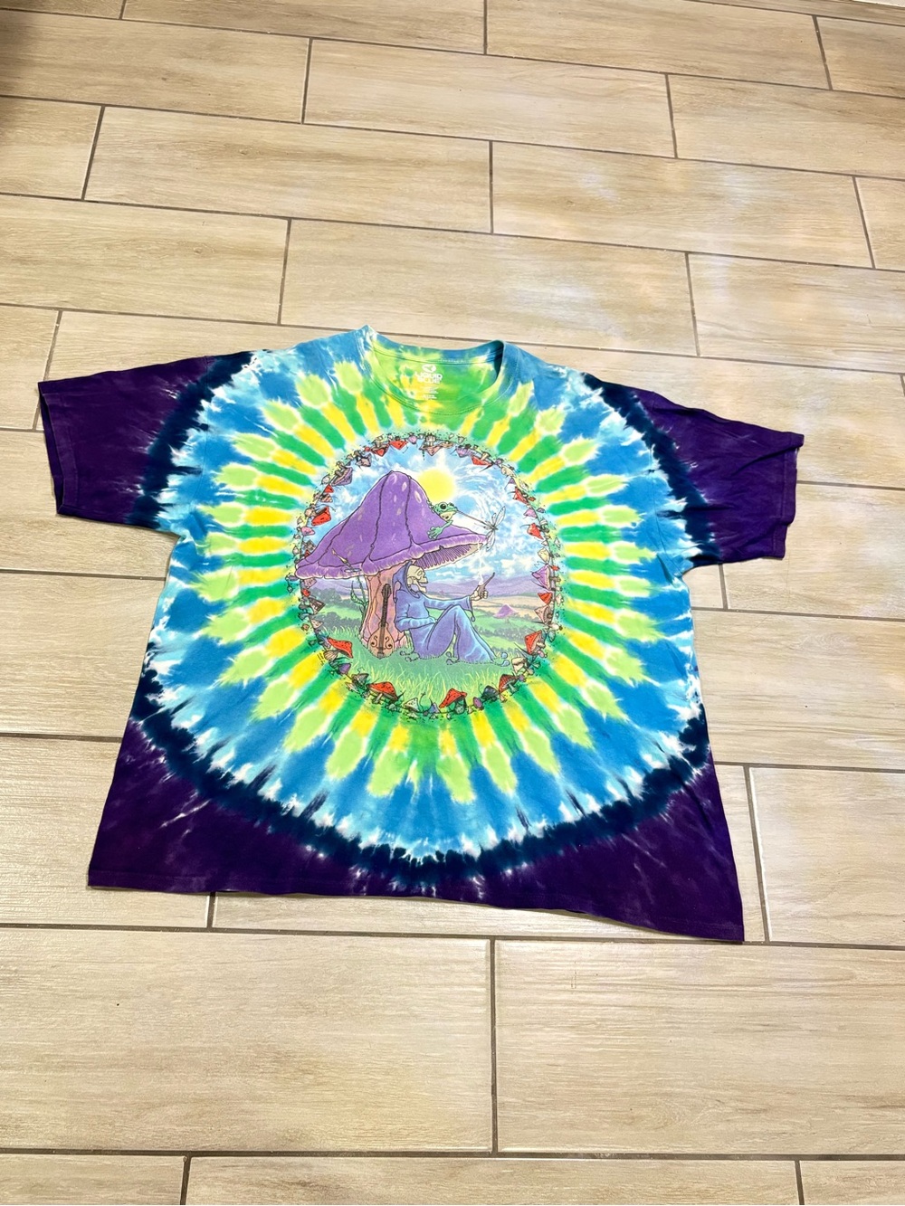 Box#1 Liquid Blue Mushroom Haven FANTASY Short Sleeve Tie Dye Shirt DOUBLE SIDED